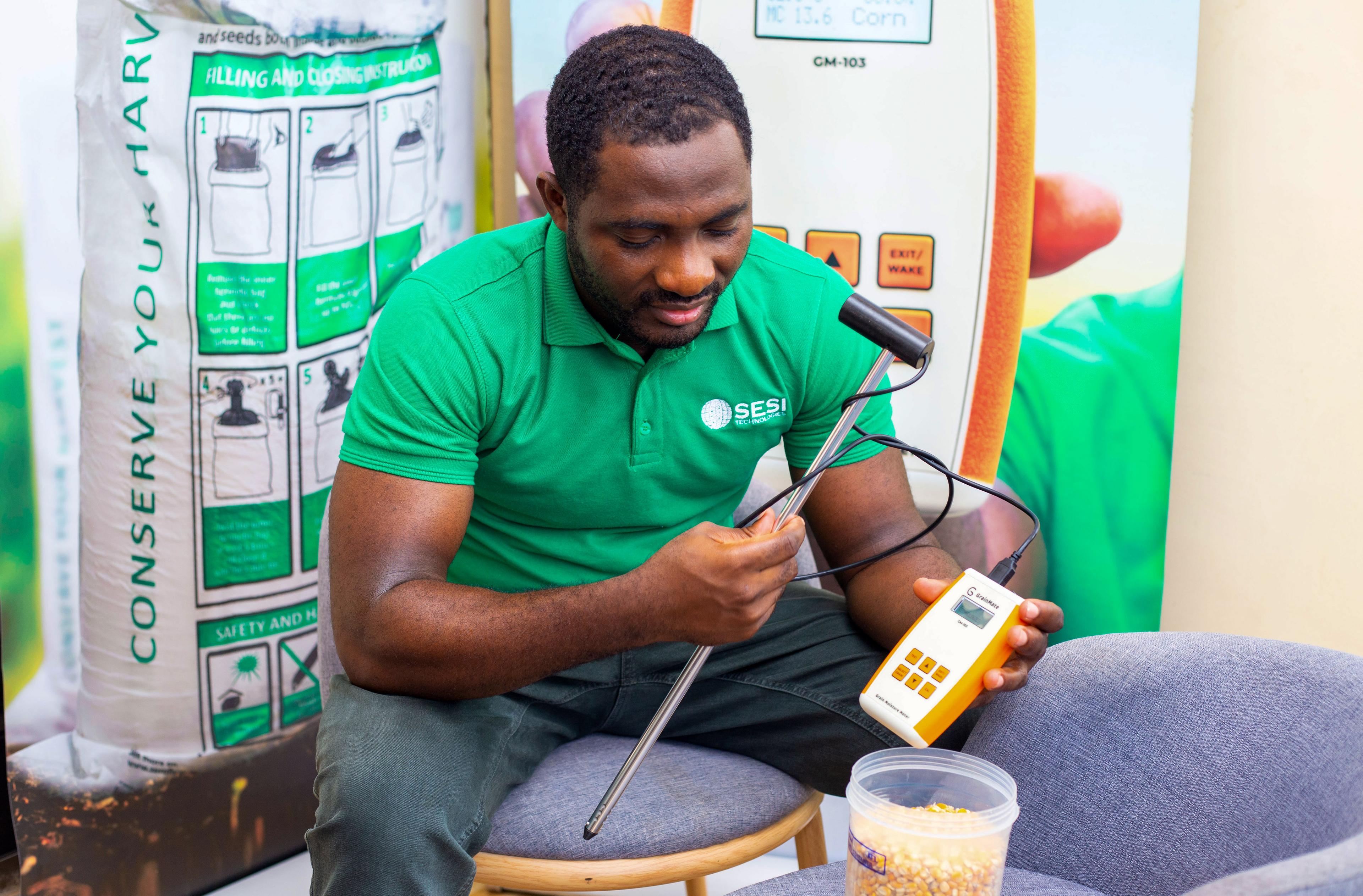 This young innovator's moisture reader saves farmers from food losses. Now he wants to scale to improve Africa's food security.